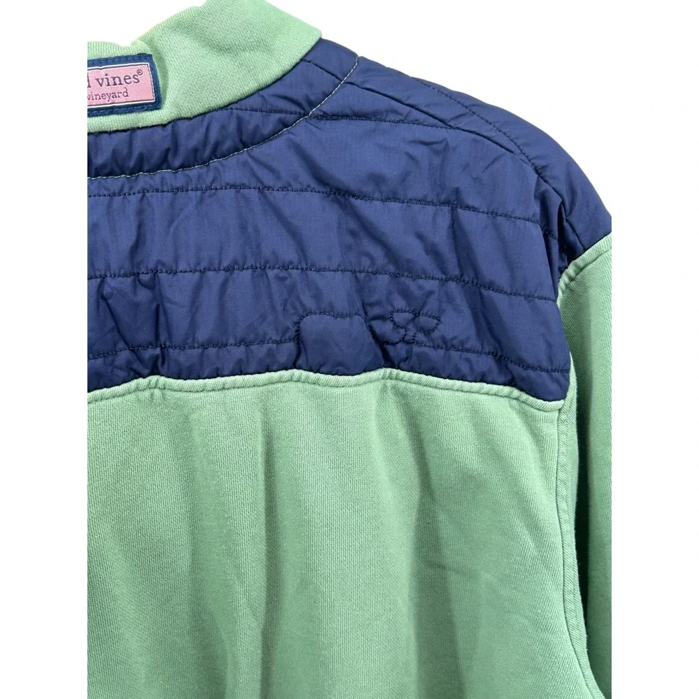 Vineyard Vines Mens Quarter Zip Pullover Sweatshirt Green Blue Large - Picture 3 of 7